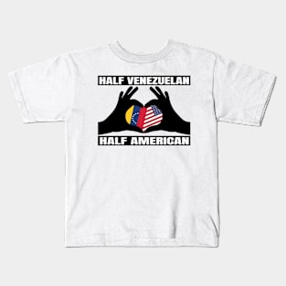 Half Venezuelan Half American Heritage USA Roots & Venezuela DNA Family Flag Design Kids T-Shirt